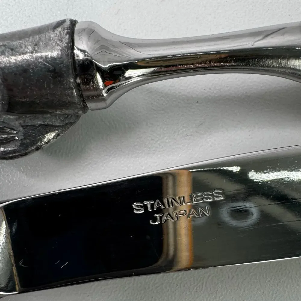 Carving Set Pig/Boar Meat Knife & Fork Stainless Pewter Style Handle Japan